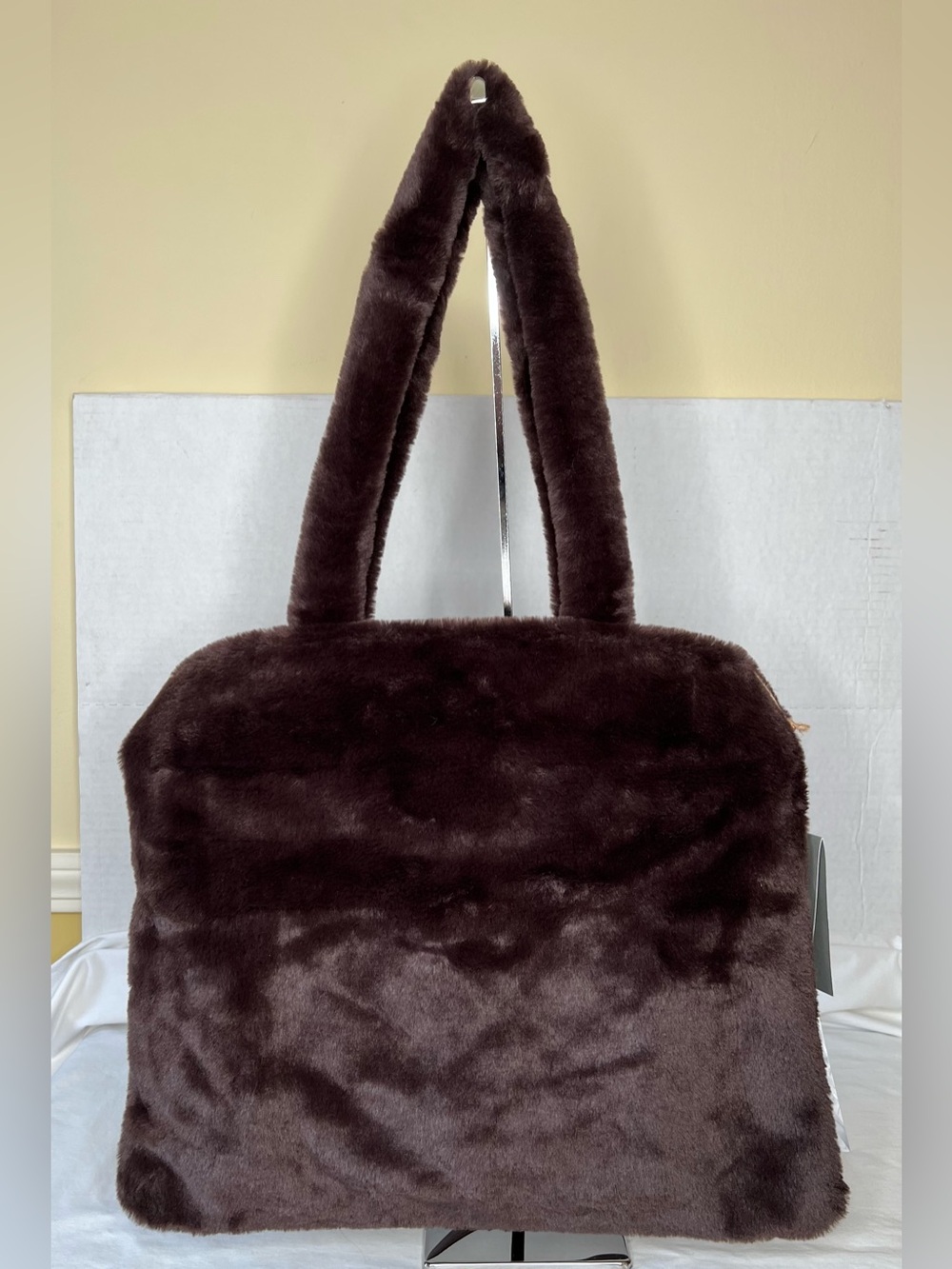 Expressions NYC Brown Faux Fur Tote, NWT